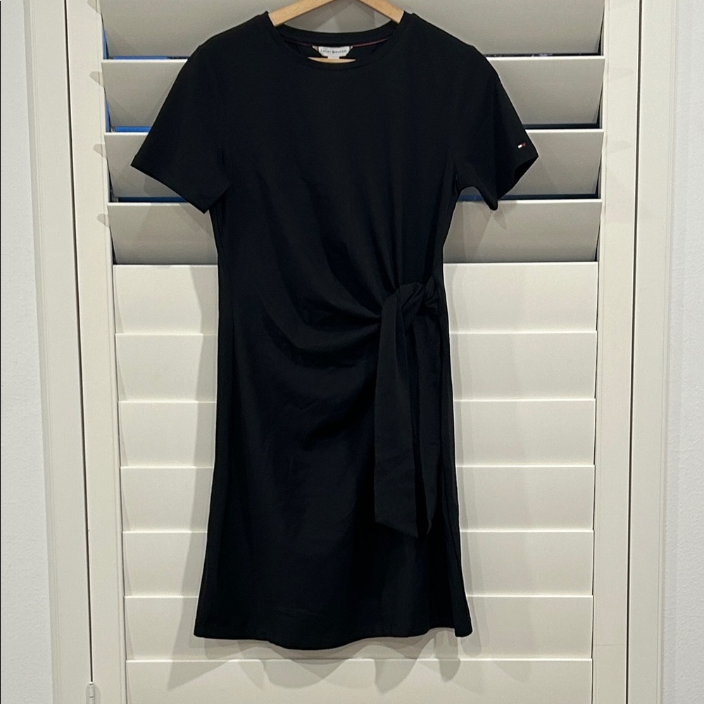 Tommy Hilfiger Black Side-Knot Midi Dress SZ S/P